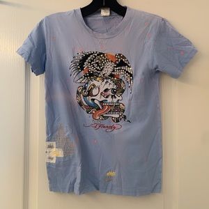 Ed Hardy Women’s Faded Blue and Purple Shirt